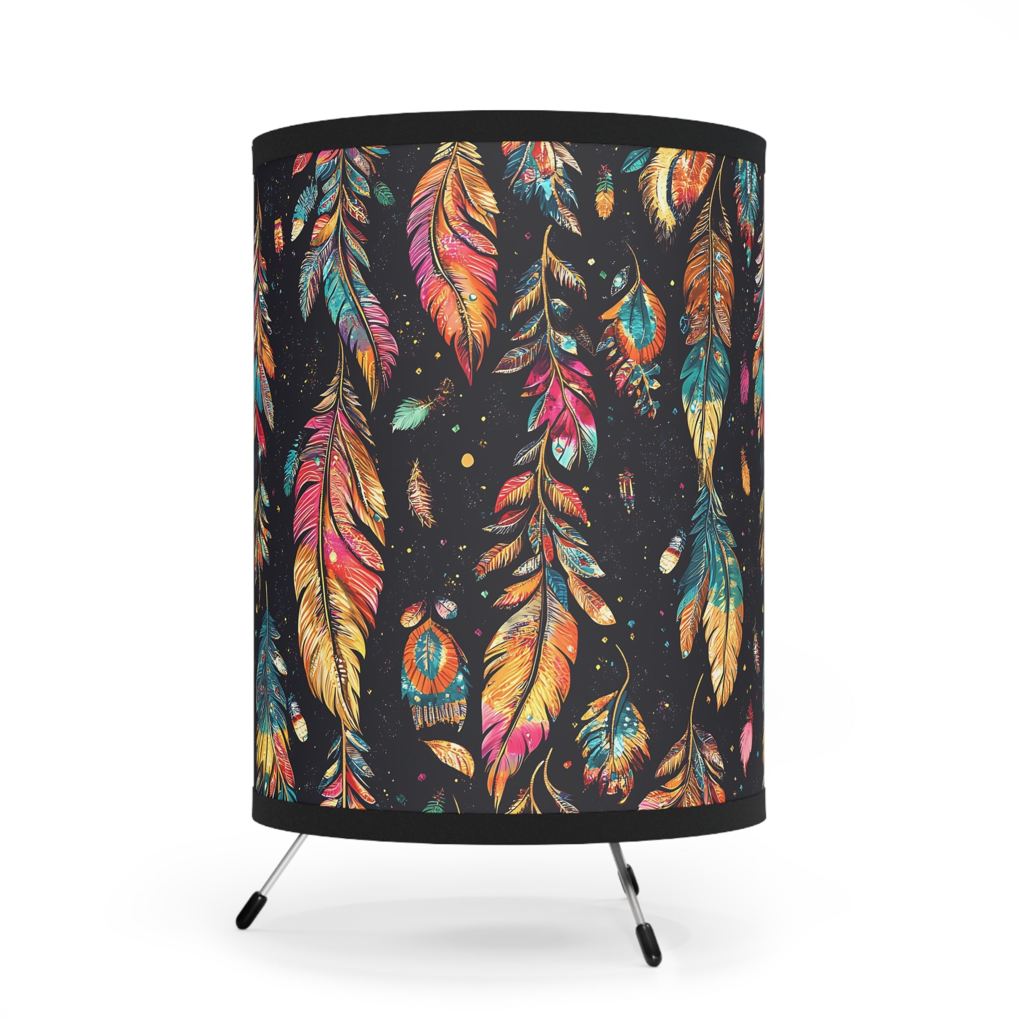 Night Sky Feather Design Table Lamp, Unique Lighting, Gift for Nature Lovers, Vintage Style, Home Decor, US\'CA Plug