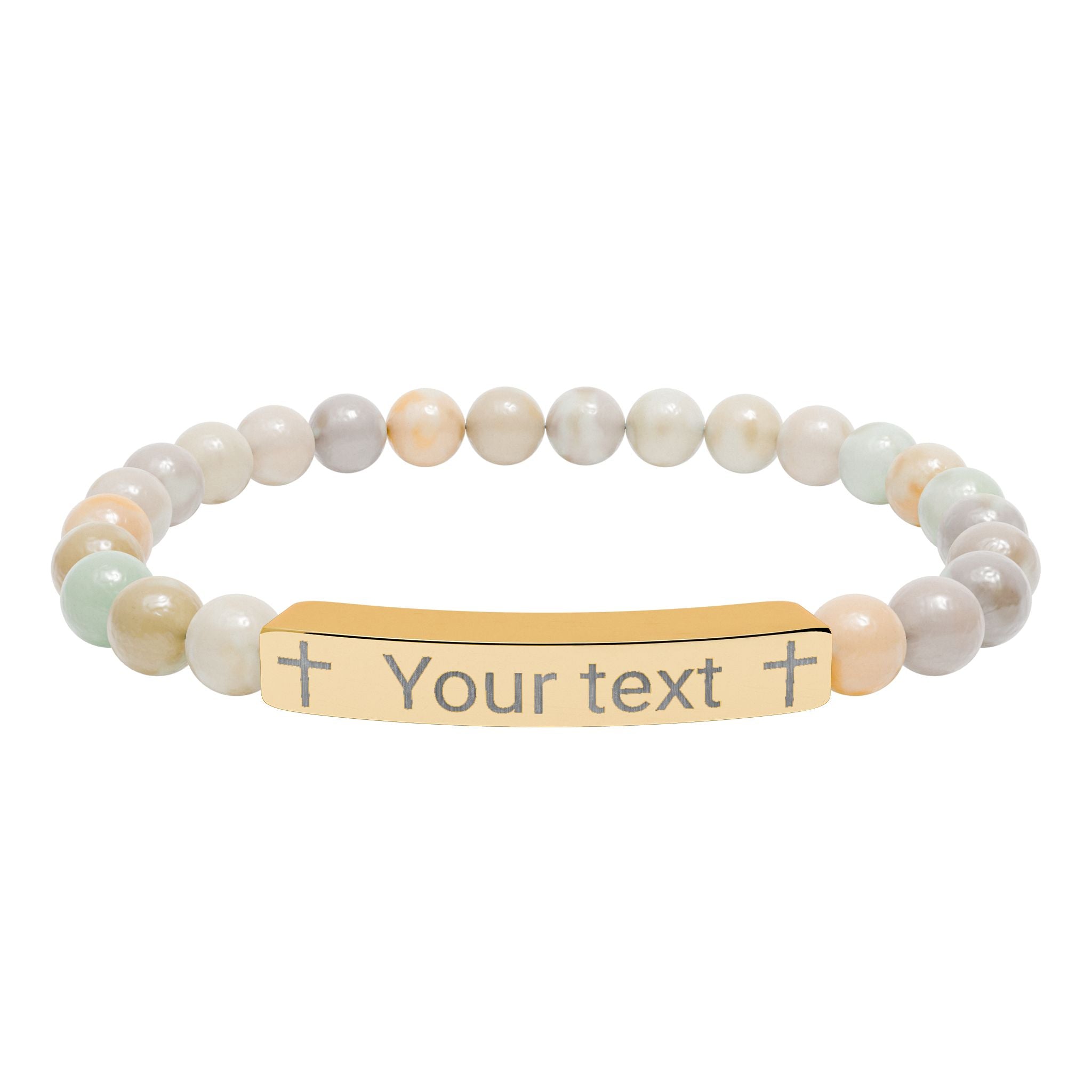 Engraved Name Bar Stone Bracelet, Personalized Natural Stone Bracelet, Custom Name, 18k Gold