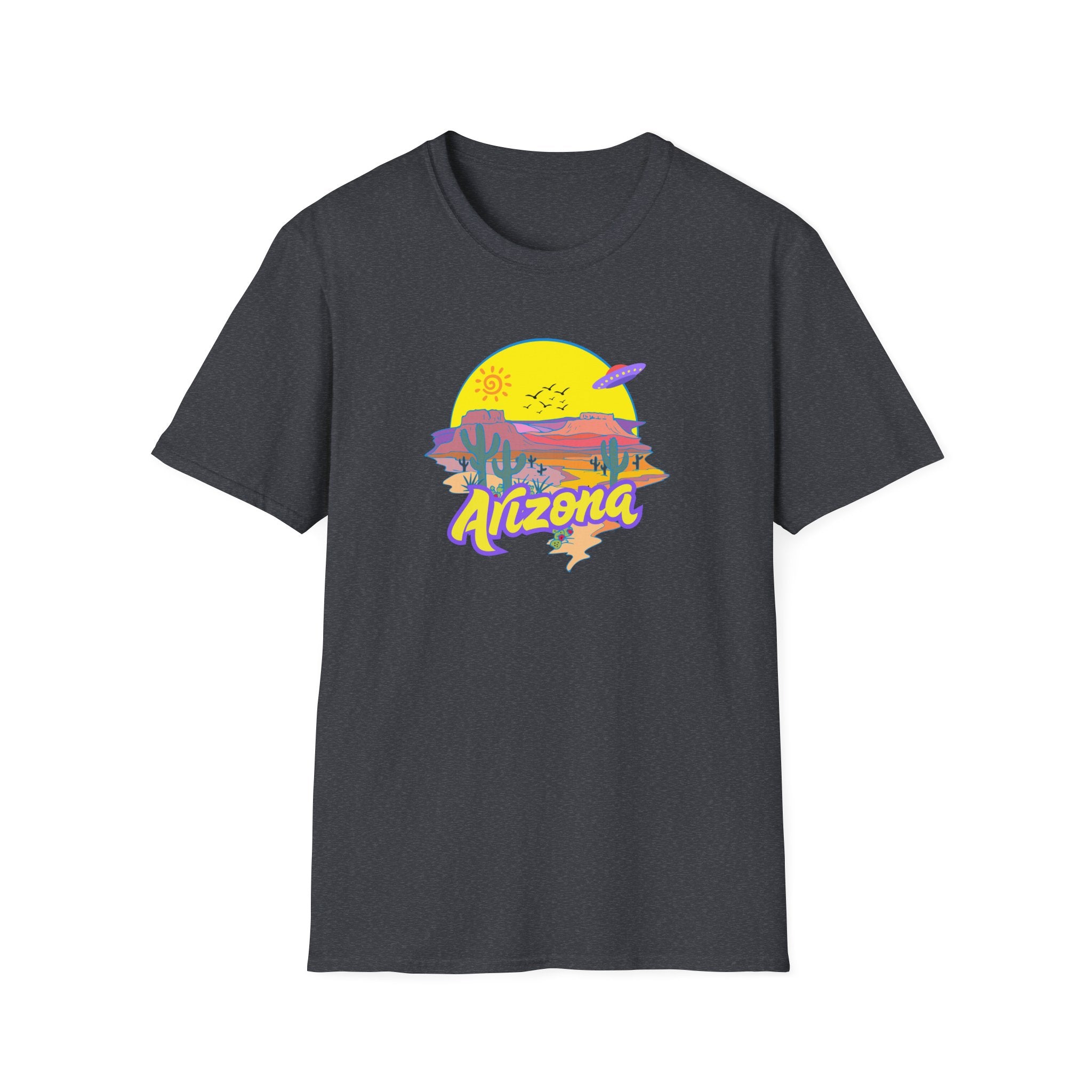 Arizona UFO Sunset Unisex Softstyle T-Shirt, Casual Wear, Travel Gift, Summer Vibes, Nature Lover Gift, Vacation Shirt