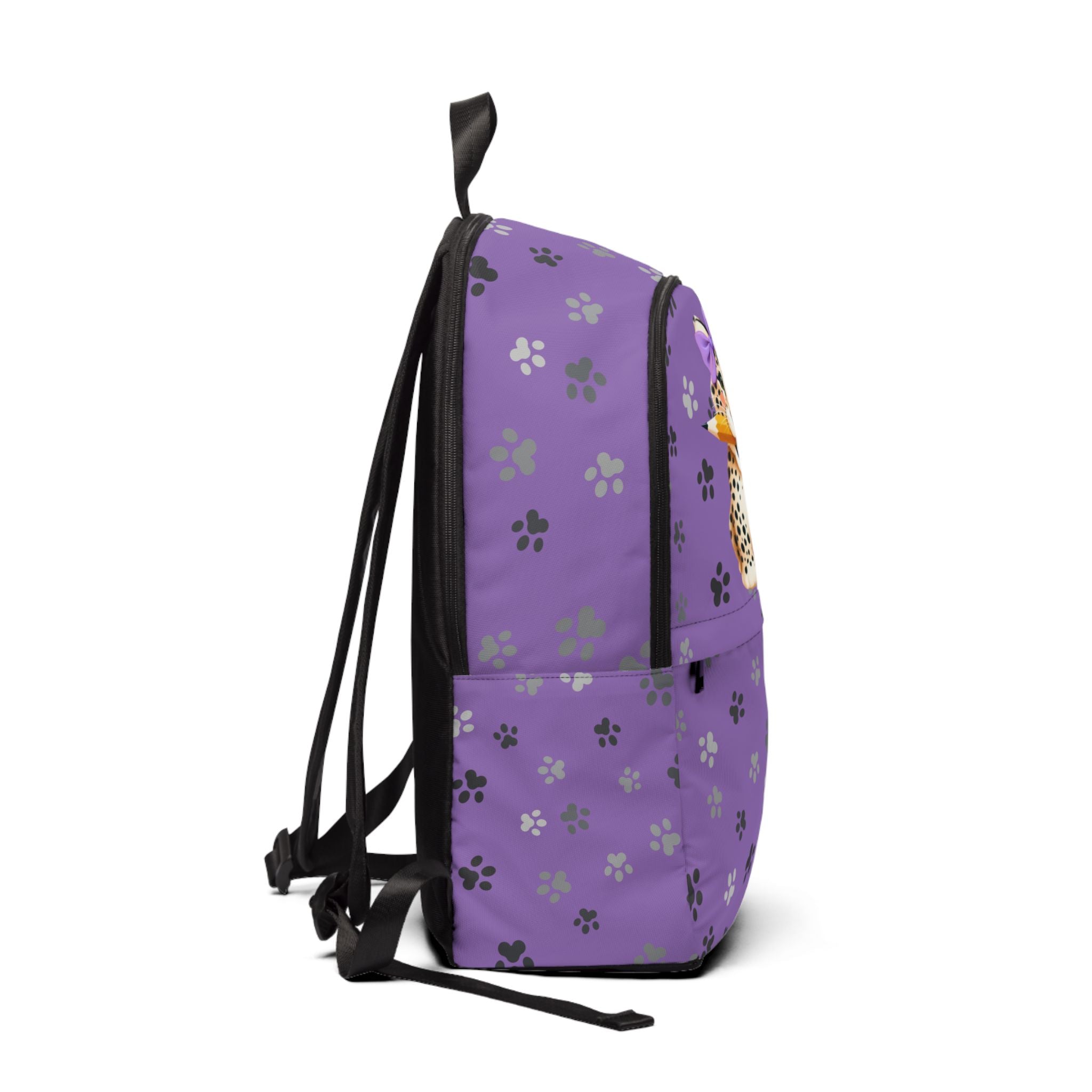 Kids Cat Character Nylon Backpack, Back to School Backpack 16"X12"X5" Purple
