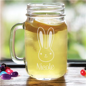 Engraved Bunny Mason Jar