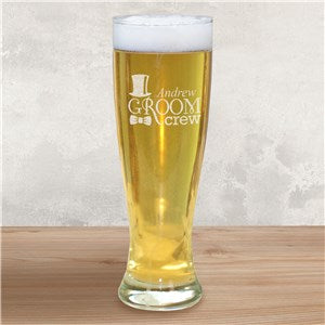 Engraved Groom Crew Pilsner Glass