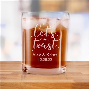 Engraved Lets Toast Rocks Glass