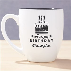 Engraved Happy Birthday Cake Bistro Mug