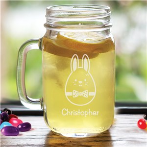 Engraved Bunny Ears Mason Jar