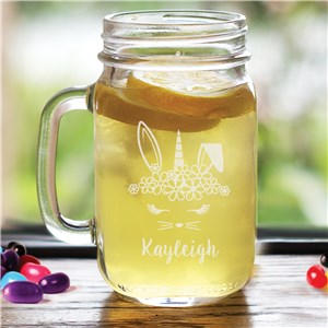 Engraved Unicorn Bunny with Name Mason Jar