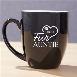 Engraved Fur with Name in heart Bistro Mug - Black