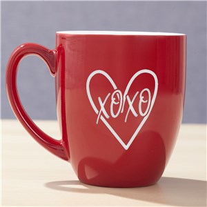 Engraved XOXO Heart-NON PERS Red Bistro Mug
