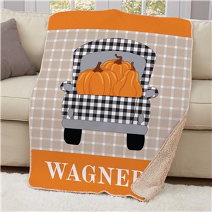 Personalized Buffalo Check Fall Truck Sherpa Blanket