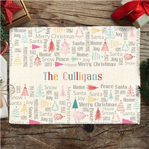Personalized Bright Xmas Trees static word art SubliLinen Linen 2-Ply Placemat