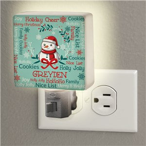 Personalized Christmas Animal Static word art Square Night Light