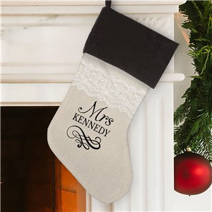 Personalized Bride Lace Stocking Grey Cuff