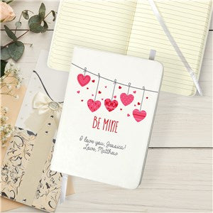 Personalized Be Mine with Multiple Hearts on a string Small Leatherette Notebook