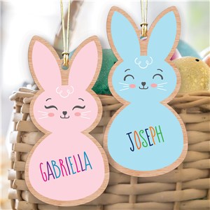 Personalized Cute Bunny Faces with Name Basket Tag