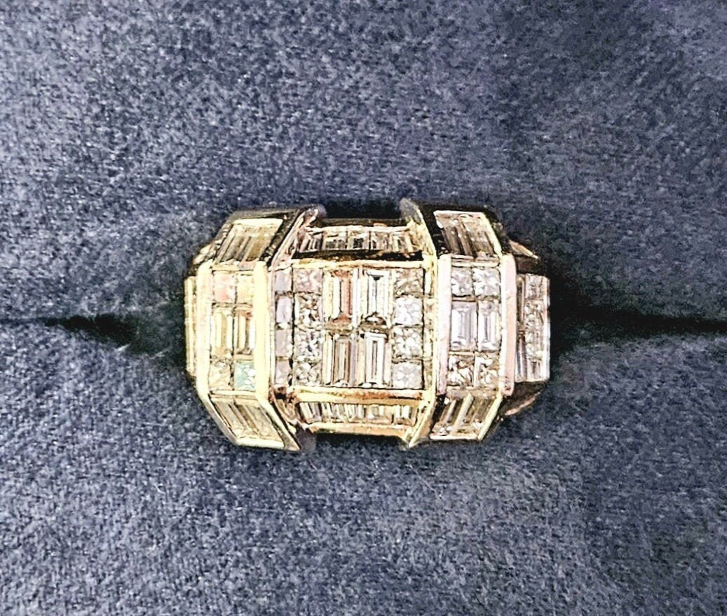 Ladies, 90 Natural Diamond Channel Ring, 18K Yellow/White Gold, Size 6, Preowned