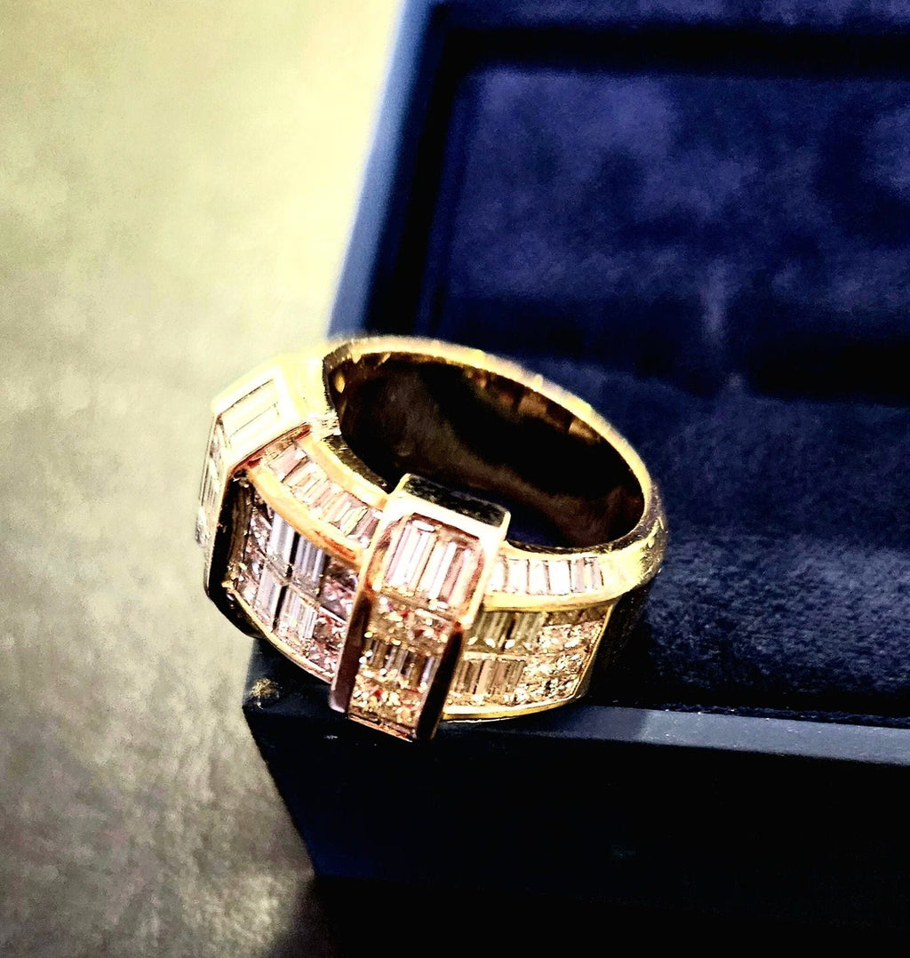 Ladies, 90 Natural Diamond Channel Ring, 18K Yellow/White Gold, Size 6, Preowned