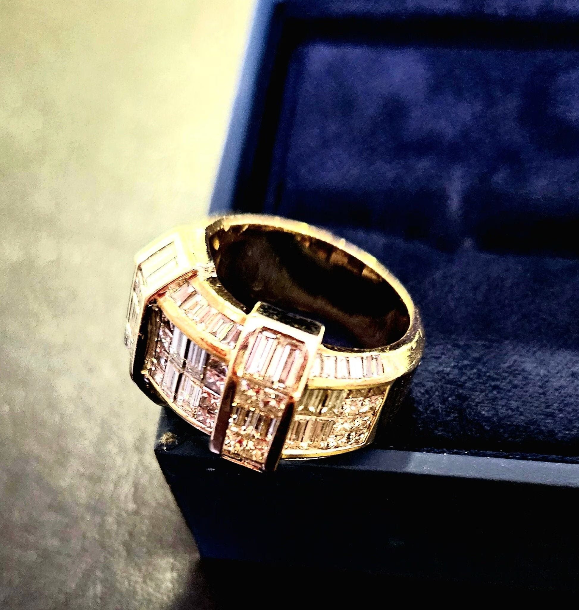 Ladies, 90 Natural Diamond Channel Ring, 18K Yellow/White Gold, Size 6, Preowned